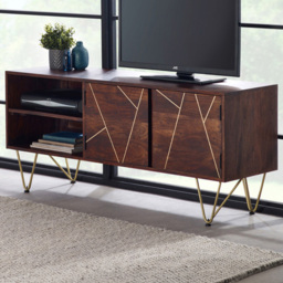 Brooklyn Ozella 2 Door 2 Shelf Dark Gold Plasma TV Unit