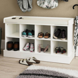 GFW Kempton 2 Tier White Shoe Bench