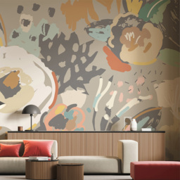 Origin Murals Abstract Floral Grey Wall Mural - thumbnail 1