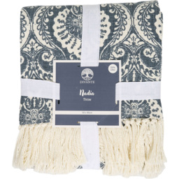 Nadia Printed Throw Blue