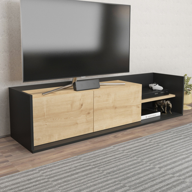Decorotika Krog 3 Door Anthracite Sapphire Oak TV Unit - image 1