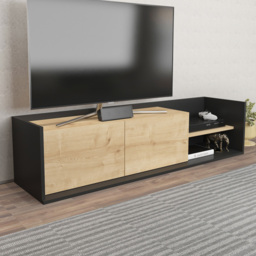 Decorotika Krog 3 Door Anthracite Sapphire Oak TV Unit