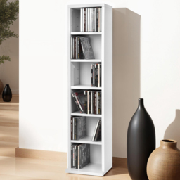 tectake Juliane White 6 Shelf CD Shelf