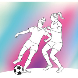 Origin Murals Girls Playing Football Blue Wall Mural - thumbnail 2