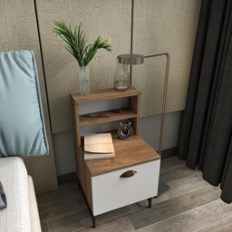 Decorotika Cressi Walnut and White Single Door Single Shelf Nightstand - thumbnail 3