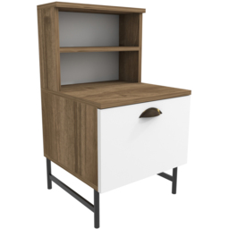 Decorotika Cressi Walnut and White Single Door Single Shelf Nightstand - thumbnail 2