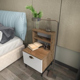 Decorotika Cressi Walnut and White Single Door Single Shelf Nightstand - thumbnail 4