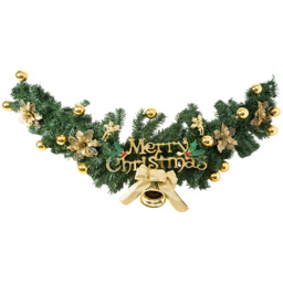 Living and Home Artificial Christmas Wreath with Gold Ornaments and Flowers 150cm