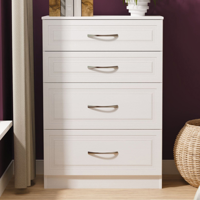 Crowndale Dorset 4 Drawer Signature White Deep Chest of Drawers Ready Assembled - image 1