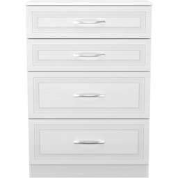 Crowndale Dorset 4 Drawer Signature White Deep Chest of Drawers Ready Assembled - thumbnail 2