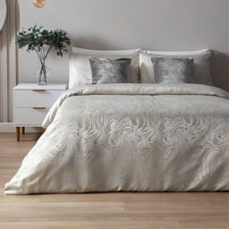 Paoletti King Size Oyster Marble Jacquard Duvet Set