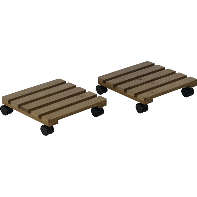 Outsunny Wooden Plant Stand with Wheels 2 Pack - image 1