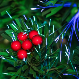The Christmas Centre Multicolour LED Green Fibre Optic Artificial Xmas Tree with Red Berries 3ft - thumbnail 4