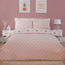 Pretty Bow Pumpkins Duvet Set Blush Superking - thumbnail 1