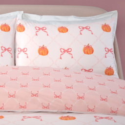 Pretty Bow Pumpkins Duvet Set Blush Superking - thumbnail 3