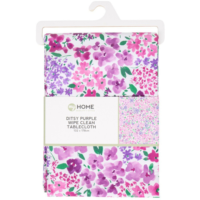 My Home Ditsy Purple Wipe Clean Table Cloth 132 x 178cm - image 1