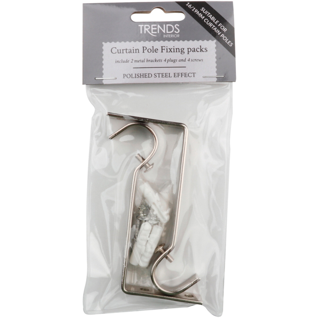 Trends 16-19mm Metal Curtain Pole Fixings Set
