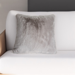 Grey Large Rabbit Faux Fur Cushion 55 x 55cm - thumbnail 2