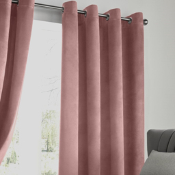 Alan Symonds Velvet Blackout Ring Top Eyelet Curtains Blush 117 x 137cm - thumbnail 2