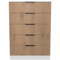 Crowndale Java Slatt Effect and White 5 Drawer Chest of Drawers - thumbnail 2