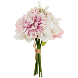 Pink and White Rose and Dahlia Artificial Flower Bouquet 32cm - thumbnail 2