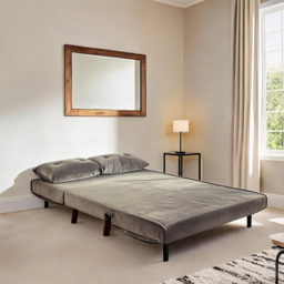 Home Source 2 Seater Grey Velvet Sofa Bed with Cushions - thumbnail 3