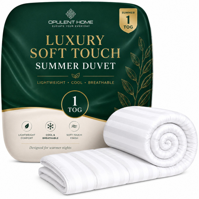 Opulent Home White Single Hollowfibre Anti-Allergy Summer Duvet 1 Tog