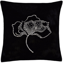 Intimates Black Diamante Rose Velvet Filled Cushion 43 x 43cm 2 Pack