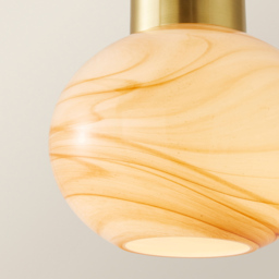 ValueLights Sookie LED Alabaster Glass Brushed Gold Capped Ceiling Pendant Light - thumbnail 3