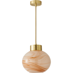 ValueLights Sookie LED Alabaster Glass Brushed Gold Capped Ceiling Pendant Light