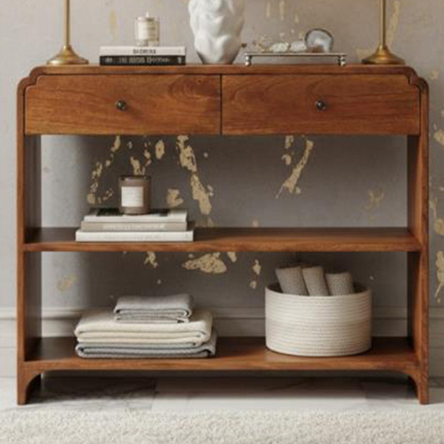 Artisan Furniture Ellington Brown 2 Drawer 2 Shelf Solid Wood Console Table - image 1