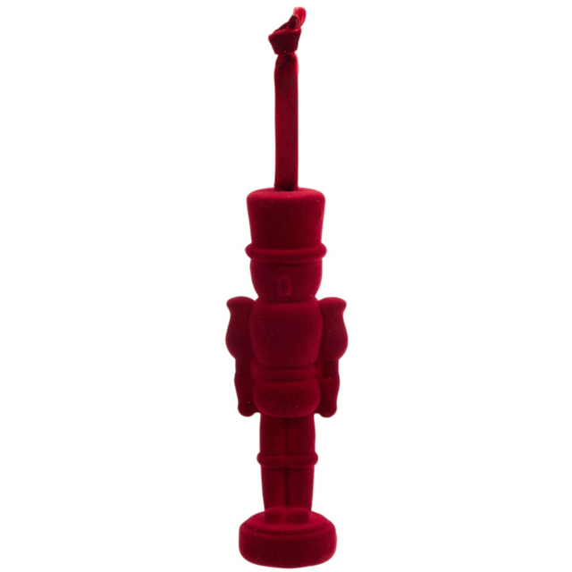 Pack of 4 Flocked Nutcracker Decorations Burgundy - image 1