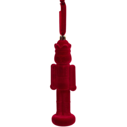 Pack of 4 Flocked Nutcracker Decorations Burgundy - thumbnail 3