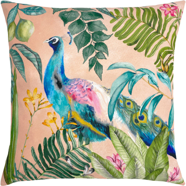 Evans Lichfield Blush Peacock Polyester Filled Cushion - image 1