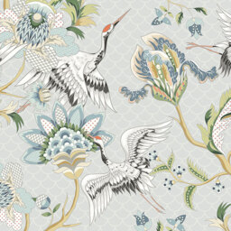 Origin Murals Cranes In Flight Grey Wall Mural - thumbnail 2