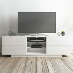 Centurion Supports Avitus 3 Shelf 4 Drawer High Gloss White TV Unit