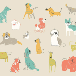 Origin Murals Happy Dogs Gold Wall Mural - thumbnail 2