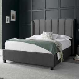Aurora King Size Grey Velvet Ottoman Bed - thumbnail 1