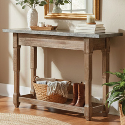 Premier Housewares Elementary Antique Wood Finish Console Table - thumbnail 1