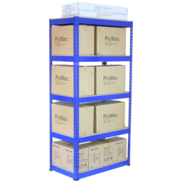 MonsterShop Q-Rax 5 Shelf Blue Metal Racking Unit 3 Pack with Workbench and Mallet - thumbnail 3