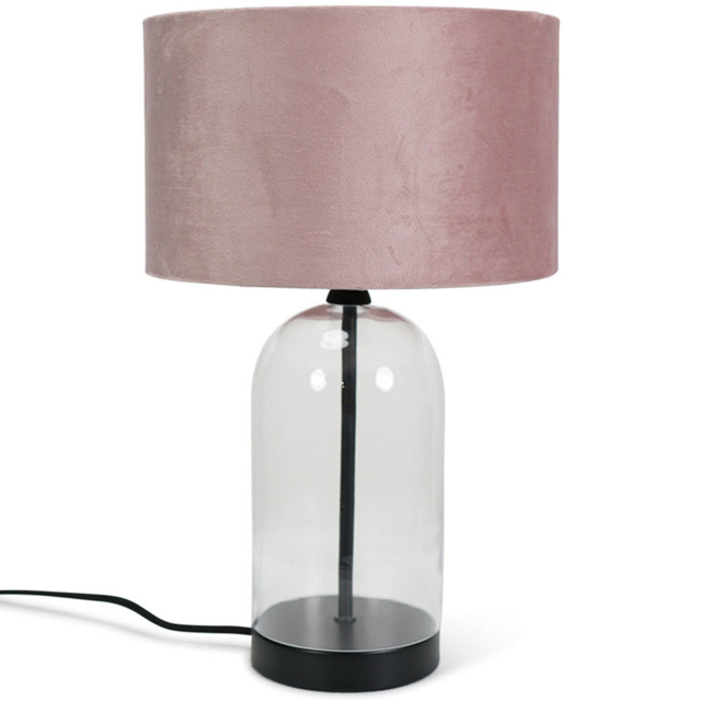 ValueLights Jessy Black and Blush Pink Velvet Shade Glass LED Table Lamp - image 1