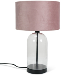 ValueLights Jessy Black and Blush Pink Velvet Shade Glass LED Table Lamp - thumbnail 1