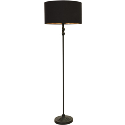 ValueLights Maggie Black and Metallic Gold Shade Black Metal Candlestick Floor Lamp