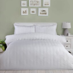 Cassie Silver Super King Size Crinkle Stripe Textured Duvet Set