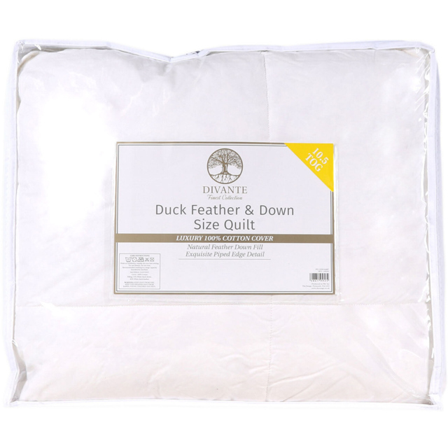 Divante King Size White Duck Feather and Down Quilt Duvet 10.5 Tog - image 1