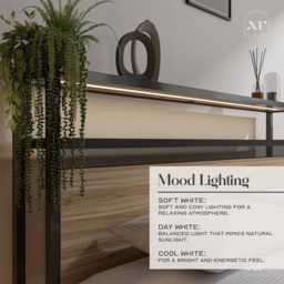 XR Living Denver Oak and Black King Size Ottoman Bed with App Controlled LED Light - thumbnail 4