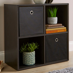 Home Source Black 4 Cube Storage Shelf Unit