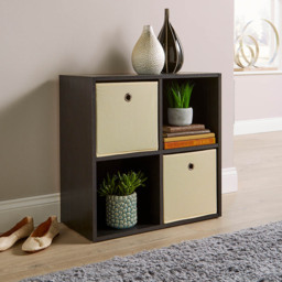Home Source Black 4 Cube Storage Shelf Unit - thumbnail 3