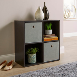 Home Source Black 4 Cube Storage Shelf Unit - thumbnail 4