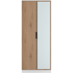 Crowndale Java Slatt Effect and White 2 Door Mirror Wardrobe - thumbnail 2